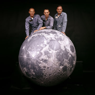 图片说明：执行阿波罗11号飞行任务的三位宇航员