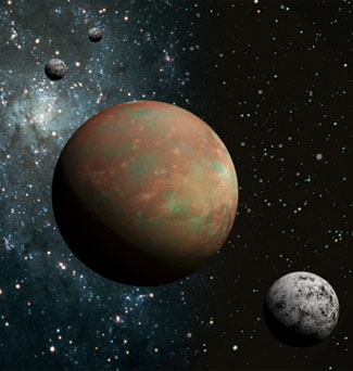 [图片说明]：冥王星系统的想象画。