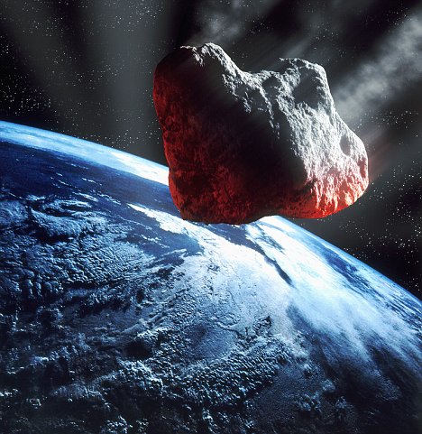 图片说明：小行星撞击地球模拟图