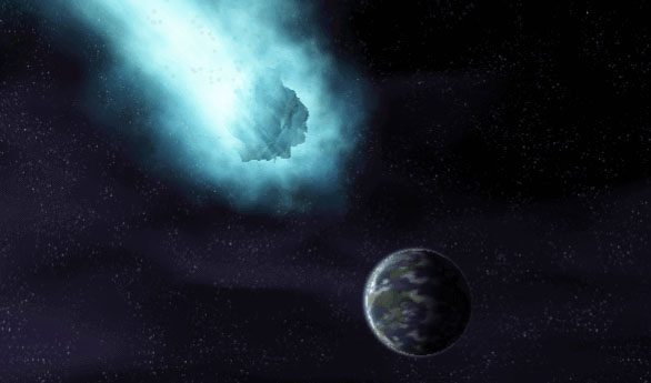 图片说明：彗星撞击地球模拟图